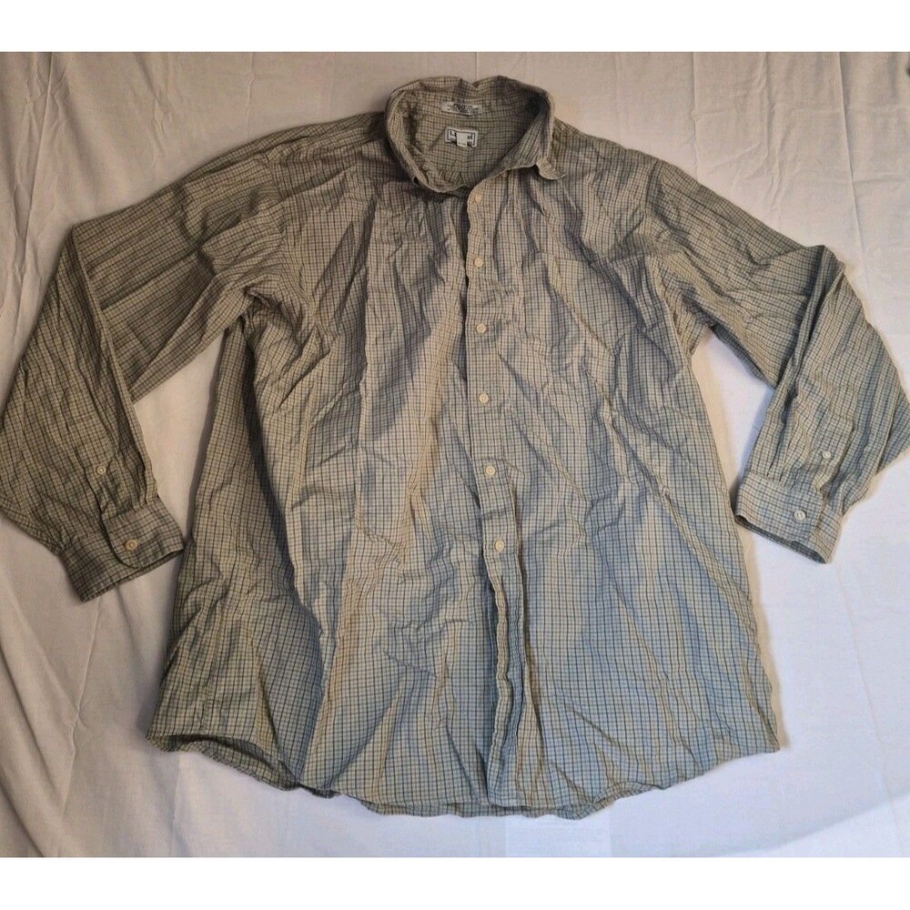 L.L. Bean Shirt Men's Size 18/35 Brown Plaid Button Down Long Sleeve